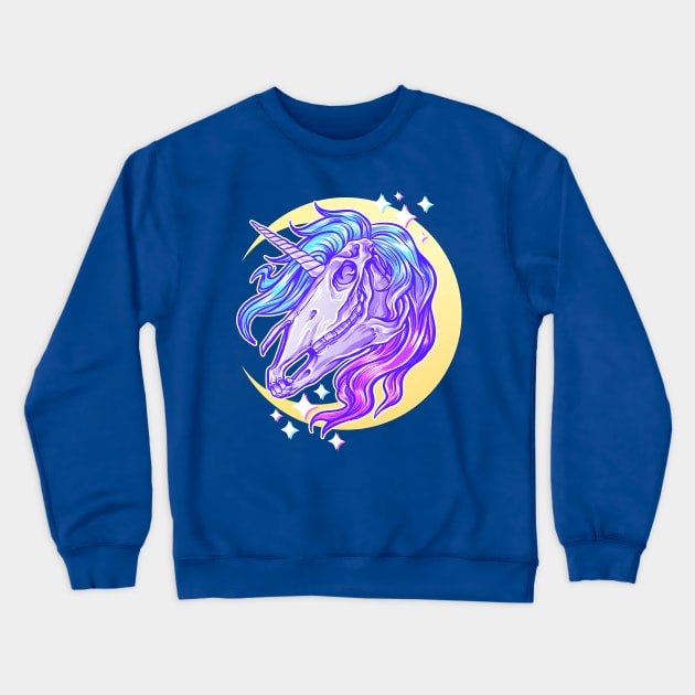 Unicorn Skull Crewneck Sweatshirt by Retkikosmos